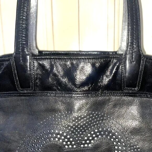 COACH Signature C Authentic- Black/Pewter AUDREY Leather Shoulder/Tote Bag 17041 - Picture 9 of 14